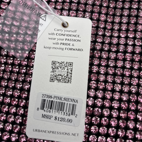 Urban Expressions Bling All Pink Rhinestone Shoulder Bag NWT - Picture 7 of 7